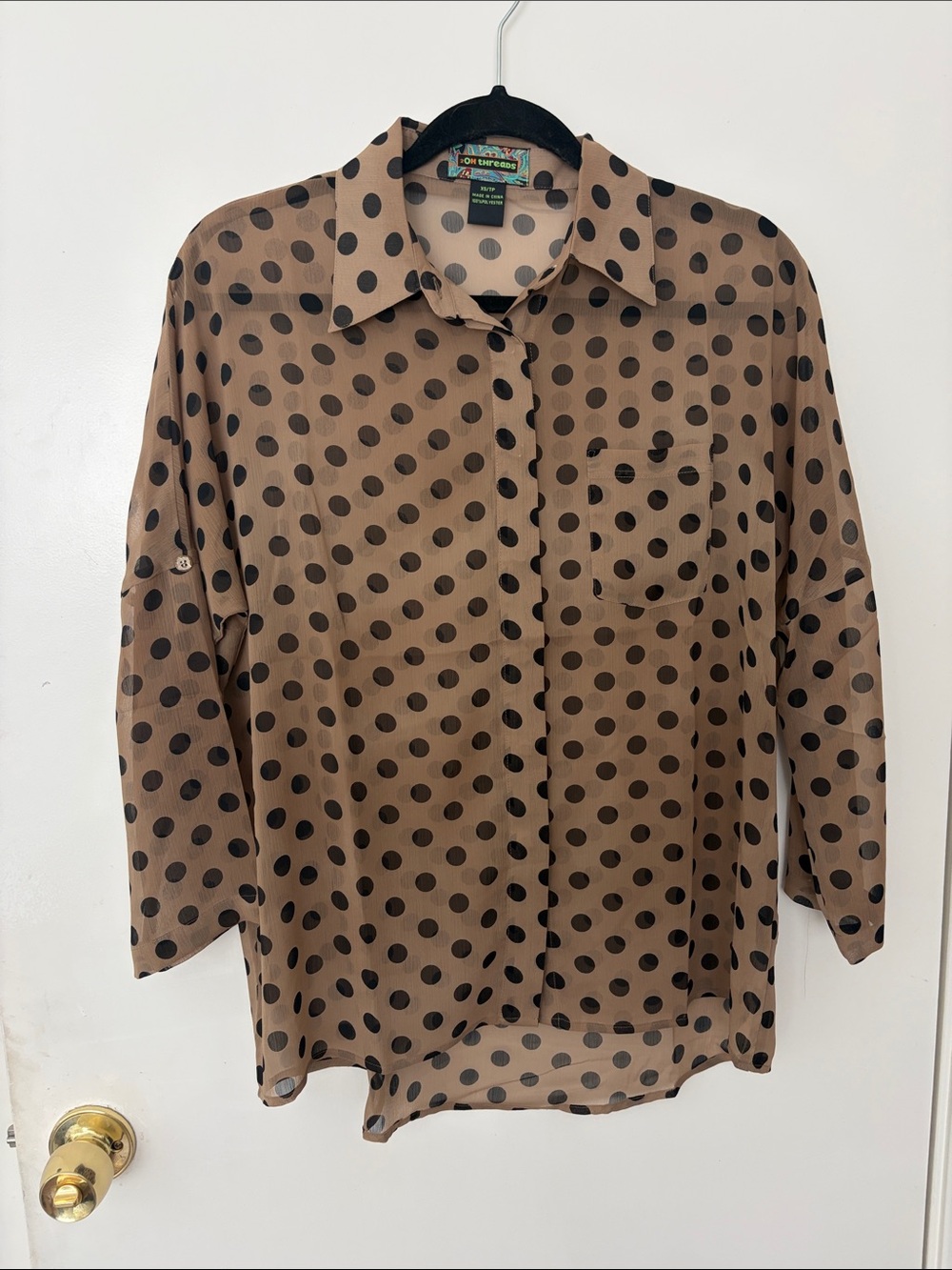 Polka Dot Button-Down Shirt - Brown/Black